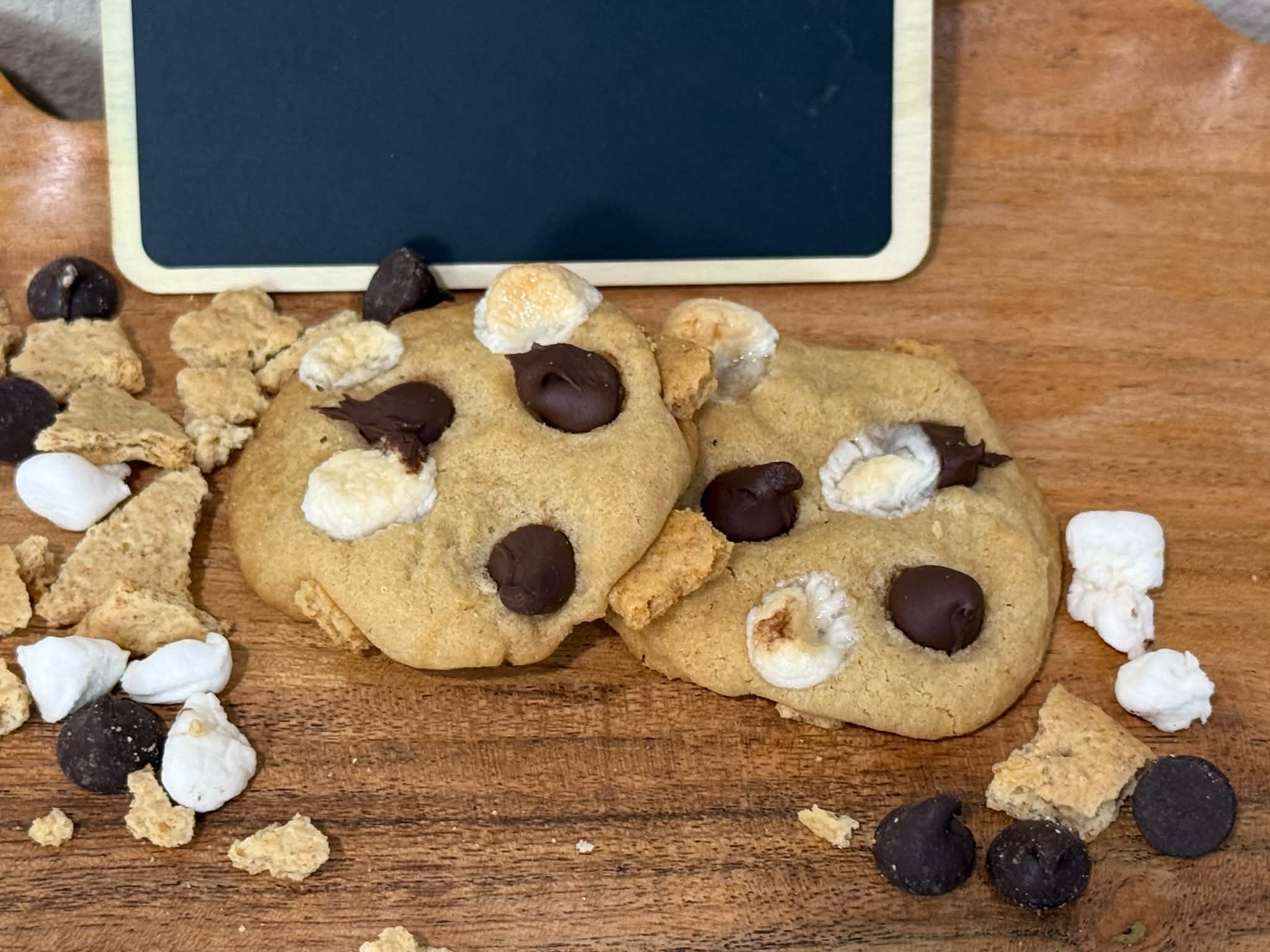S'mores cookies with toasted marshmallow, chocolate chips, and graham cracker